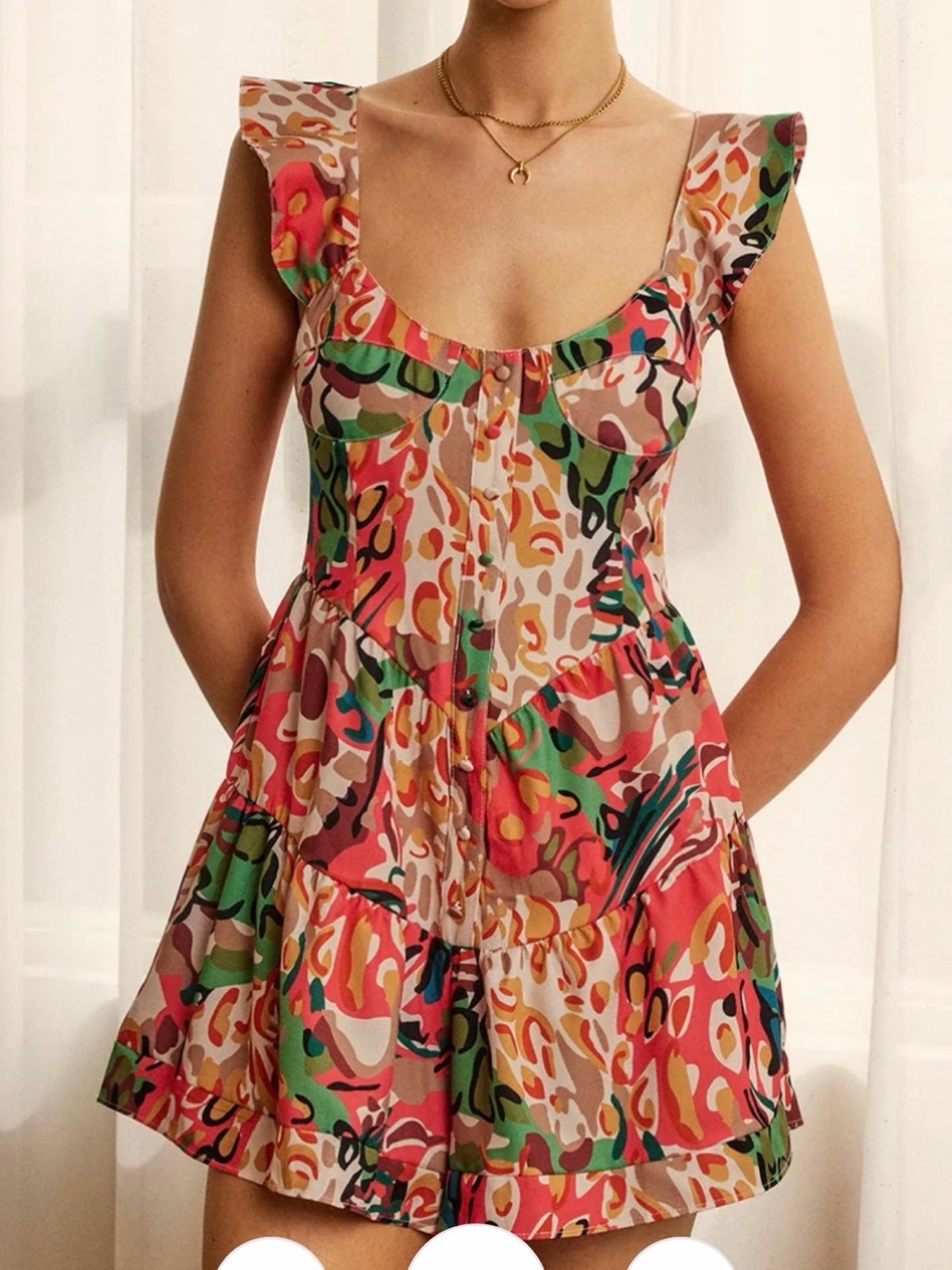 Commense Multi-Print Romper with Flutter Shoulders